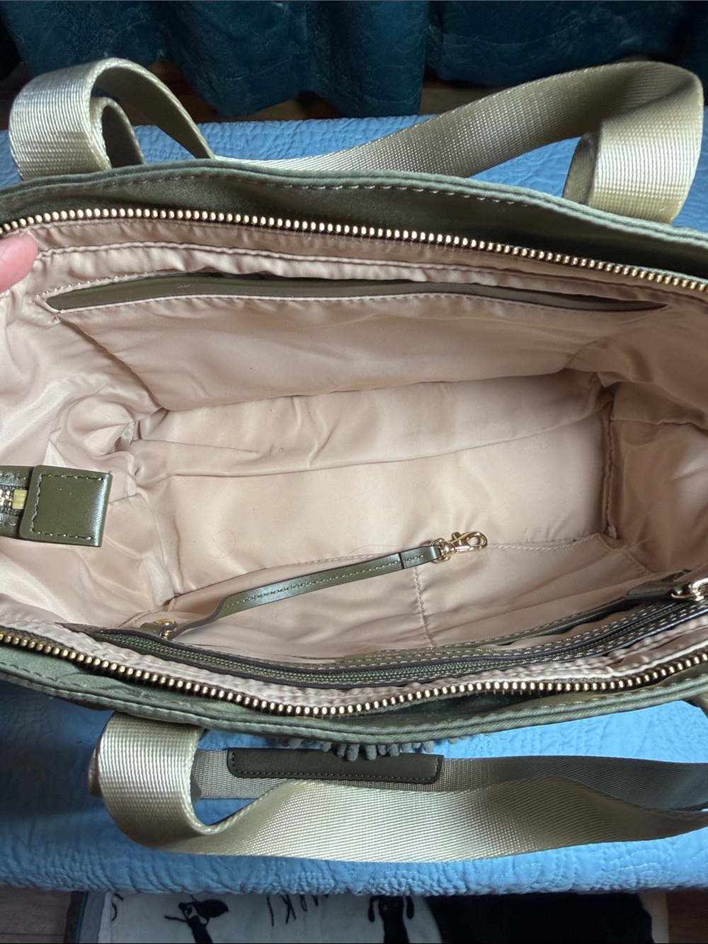 Michael Kors Olive Nylon Tote with Gold Hardware - Picture 11 of 16